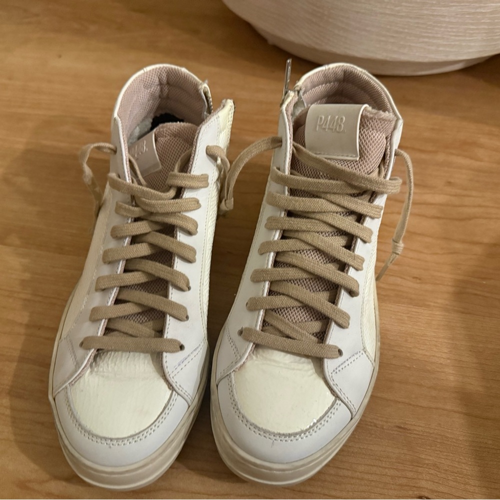 P448 Skate Hightop Cream and White High-Top Sneakers - 38- NWOT - Picture 11 of 13
